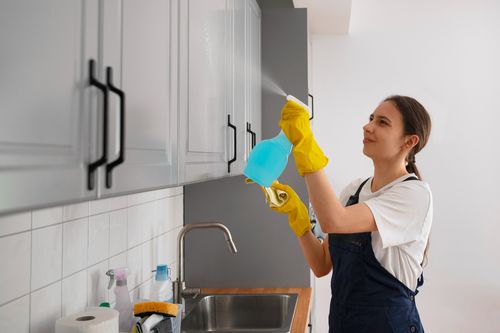 Bright, freshly cleaned kitchen